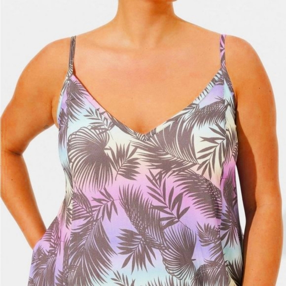 ❤️NWT VINTAGE TORRID SWIM COVER UP - TROPICAL LEAF - LINED BEACH DRESS PLUS SIZE - Picture 5 of 9